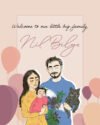 Hoşgeldin Bebek Aile Fotoğraf Çizimi (1) Aile Fotoğraf Çizimi İllüstrasyon Poster | Tablo