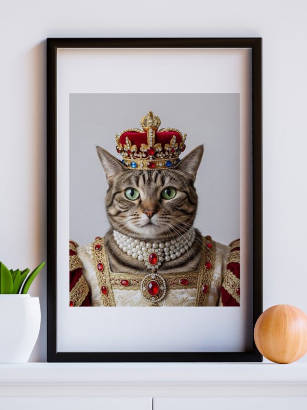 kraliçc kedi mock up Kraliçe Kedi Pet Portre Poster | Tablo