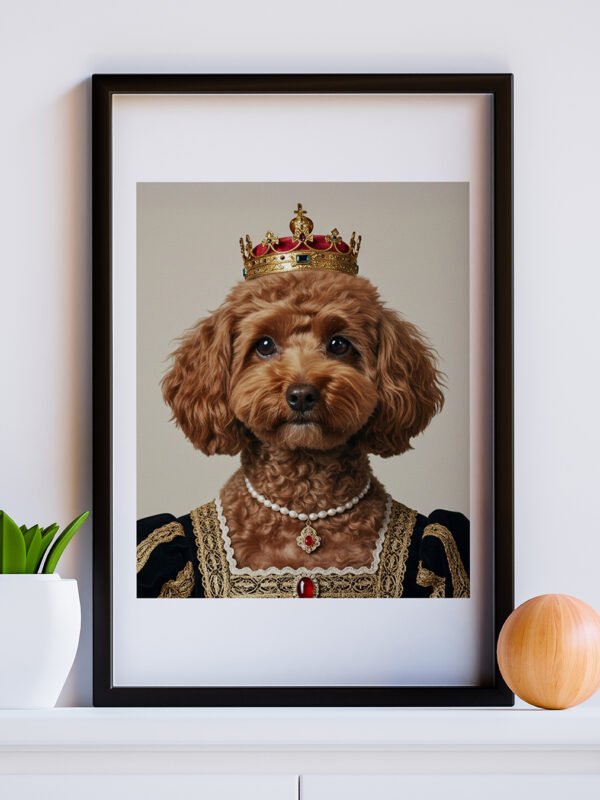 kraliçe köpek mock up Kraliçe Köpek Pet Portre Poster | Tablo